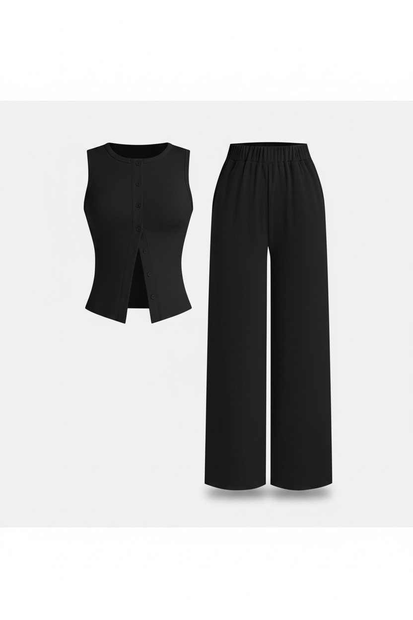 Ghost Mannequin – Black Knit Set Front